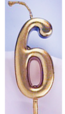 Rose Gold Number 6 Birthday Candle